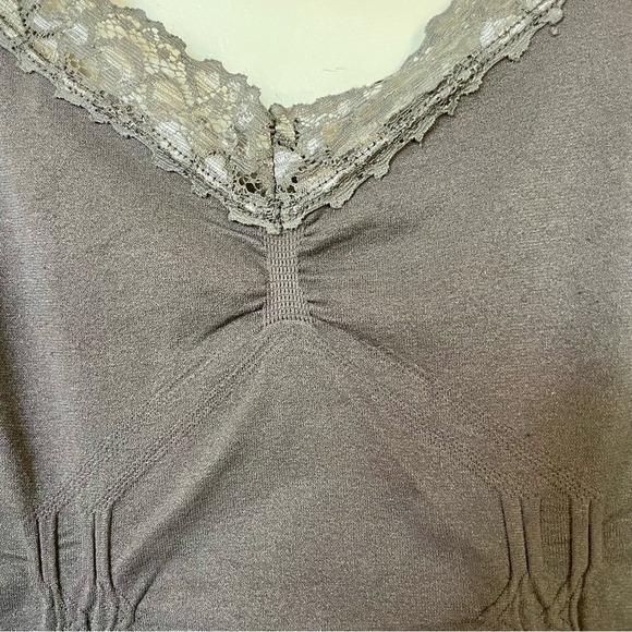 Bongo Y2K Lace Trim Ribbed Knit Cami Top 90's Preppy Gray Small/Med Dainty - Picture 3 of 9
